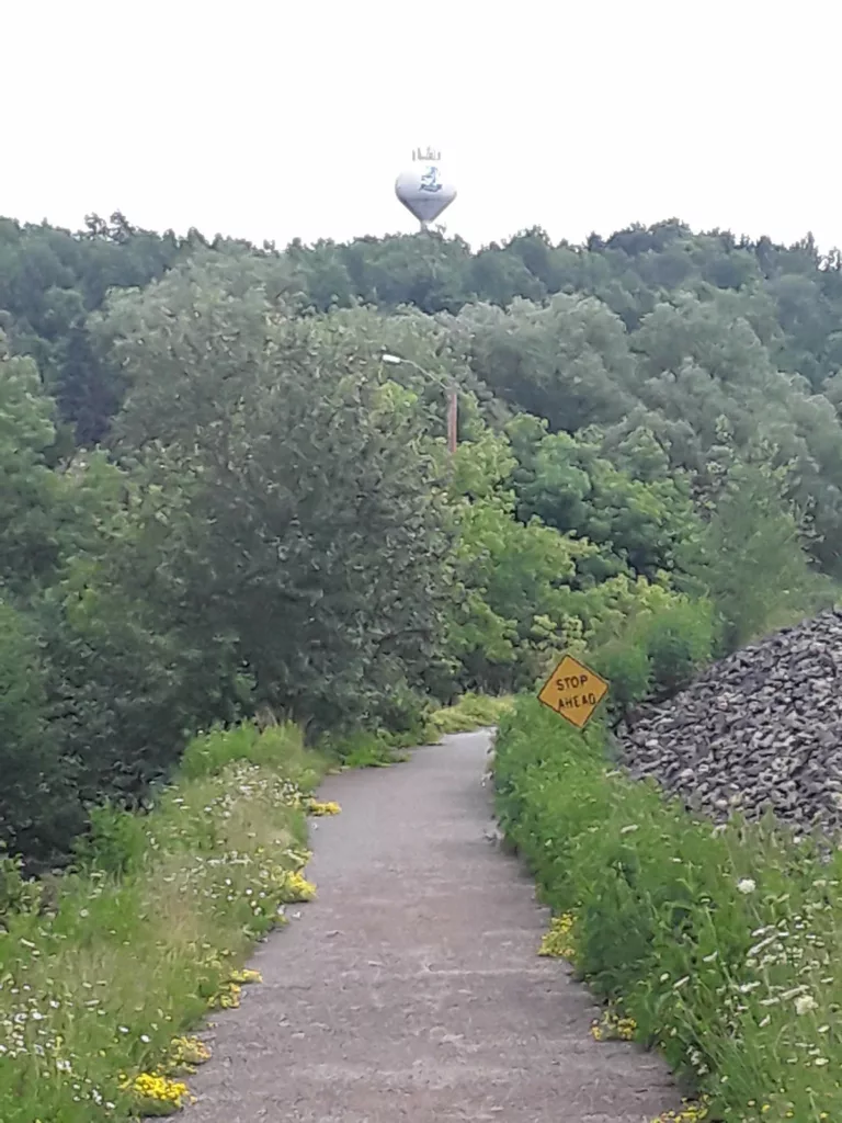 From Iron River looking at the Stambaugh Water tower on the hill above.