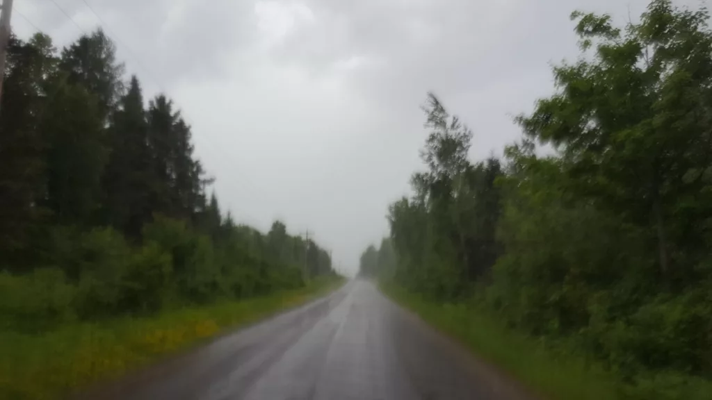 Big rain riding Gibbs City Road.