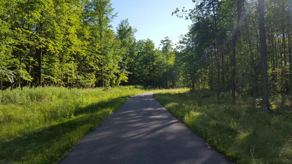 Bike trail along US2 coming into Crystal Falls.