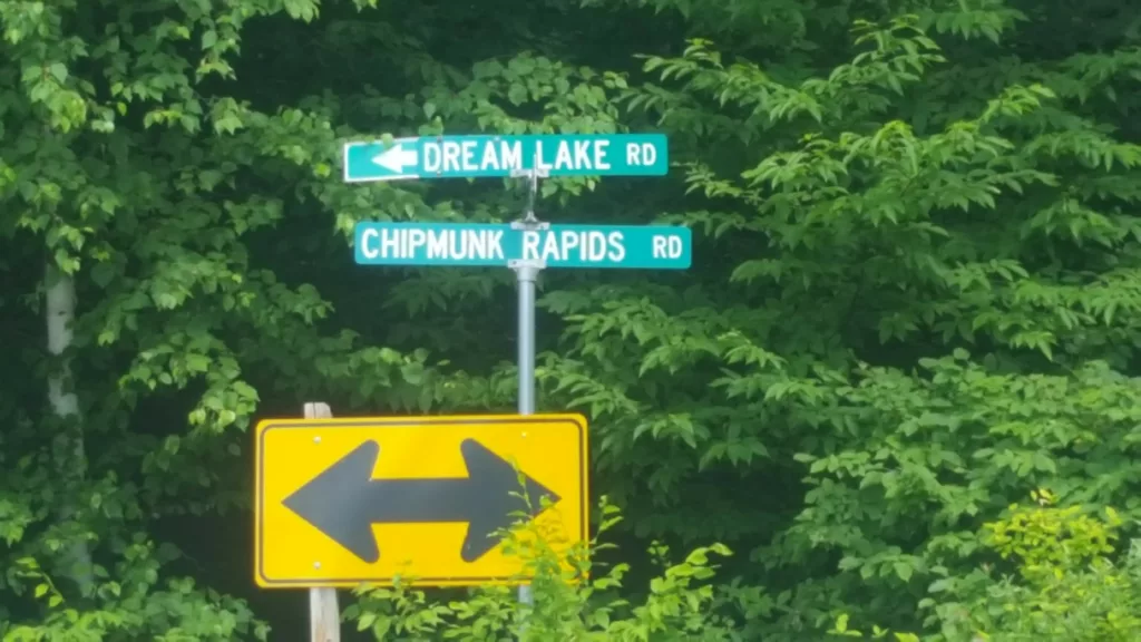 All Roads are one here at the sign. National Forest Road 2156 Also Dream Lake Road and Chipmunk Rapids Road and Lost Lake Road all