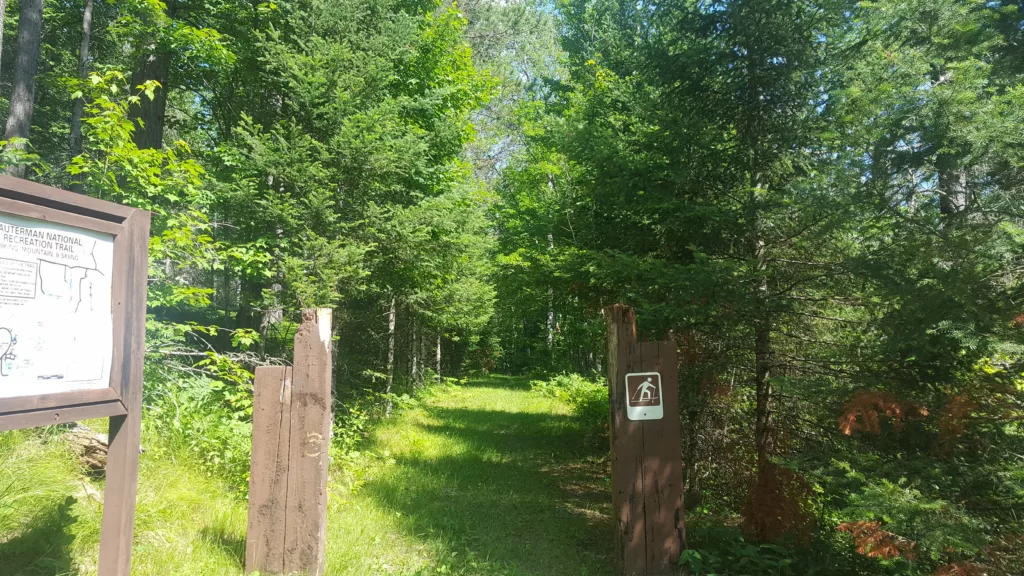 Located on the Pine River this is the South end of the Lauterman Trails at Chipmunk Rapids Campground and Springs. XC Ski, Mountain Bike, Hike, Show Shoe on rolling hills.