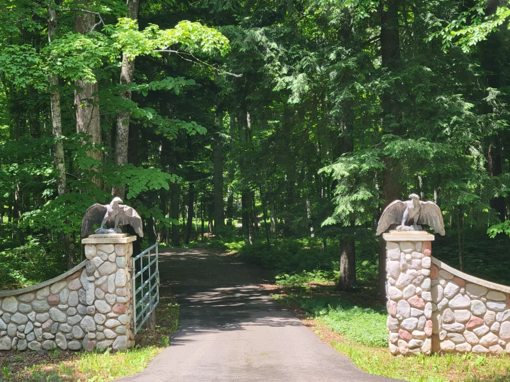 Long time Eagles entrance to an Estate on Chicaugon Lake on Pentoga Trail.