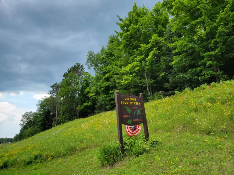 The sign in the Town of Fern Wisconsin about 11 miles south of Florence WI