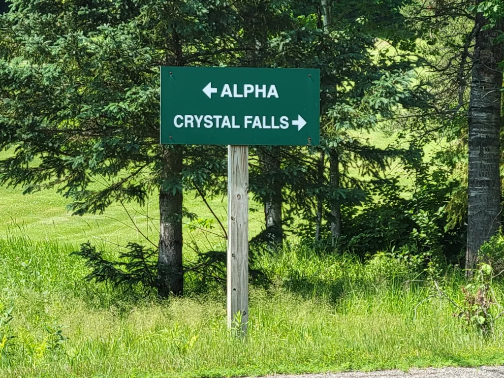 Right for Crystal Falls Left for Alpha in U.P. Michigan