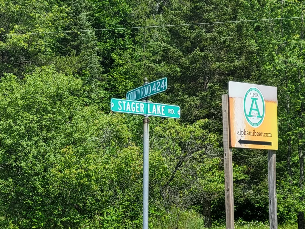 Just outside of Alpha on 424 at the Stager Lake Turn.