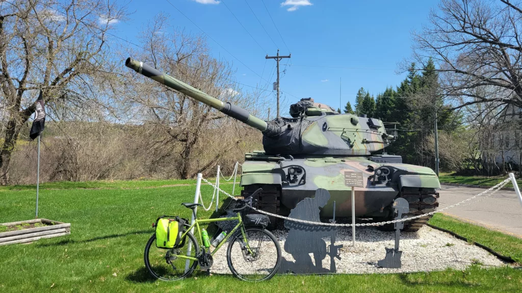 A veterans memorial in Caspian Michigan Historic US Military Tank.