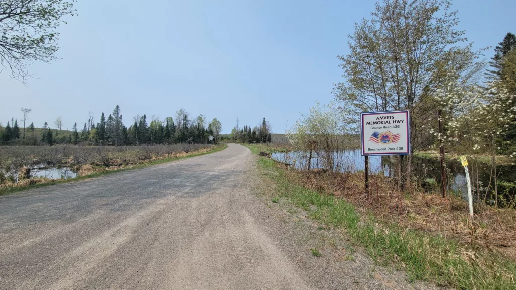 Turning onto Amvets Memorial Highway off of Gibbs City Road Iron River Michigan Area.