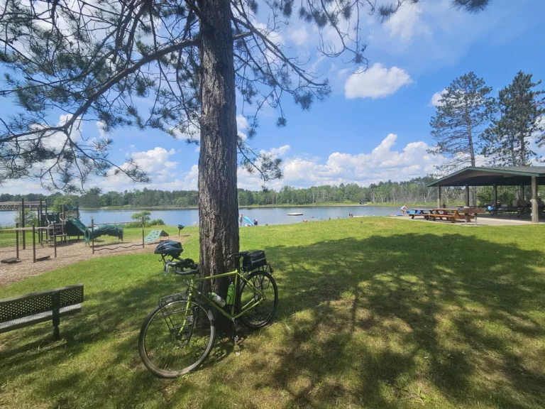 Gibson Lake Park & Campgrounds public swim, bathhouse, water, camping near Amasa Michigan on 141.