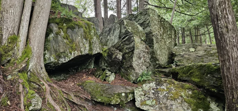 These rock formation are near Chicagon Falls out by Lost Lake.